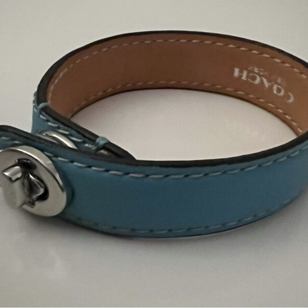 Coach Turquoise Leather Wristband